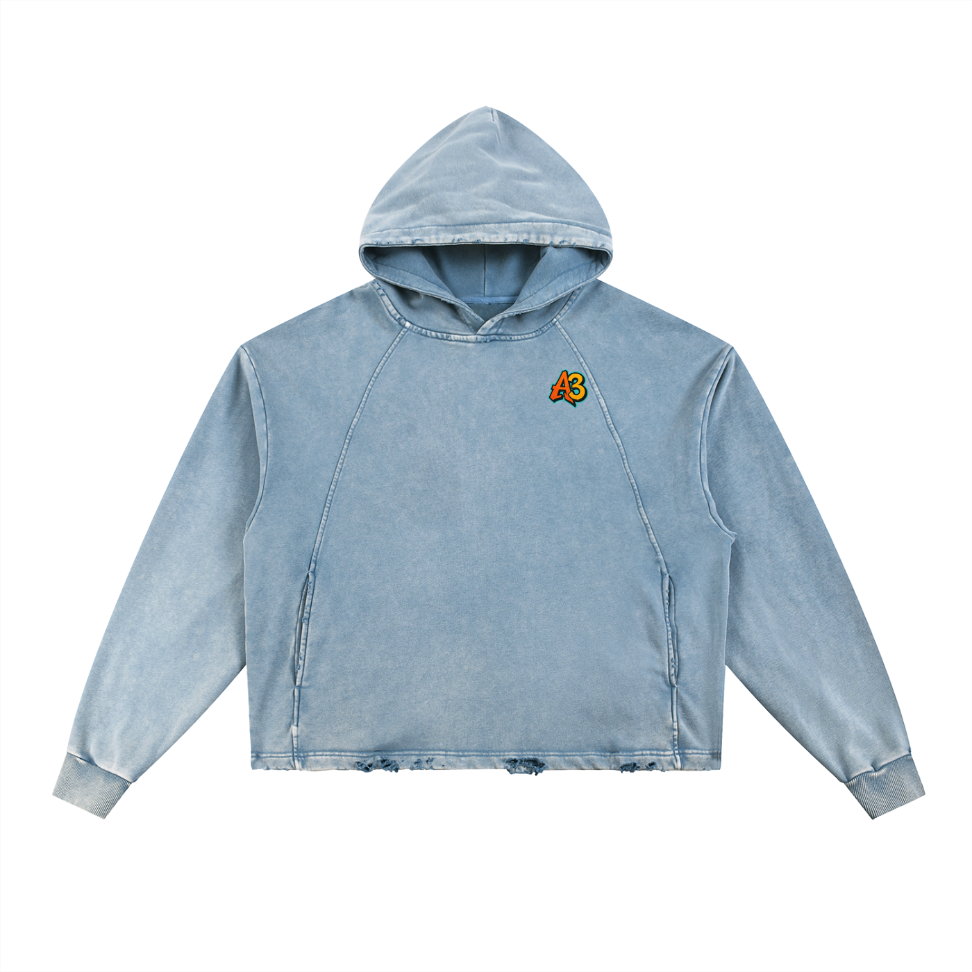 Vintage Washed Frayed-Hem Hoodie