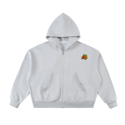 Fleeced Full-Zip Boxy Hoodie