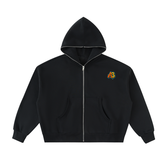 Fleeced Full-Zip Boxy Hoodie
