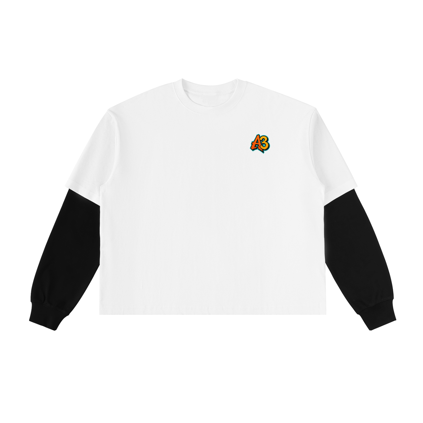 Layered Contrast Sleeve Cotton T-Shirt