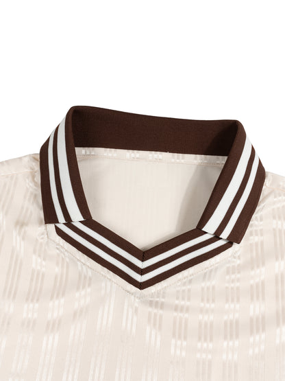 Contrast Stripes Polo Collar T-Shirt